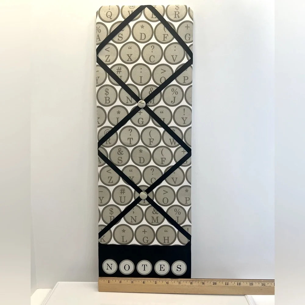 Tan/Black/White Memo/Photo Board. Size is 24” Tall by 8” Wide. New without Tags.